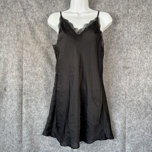 Victoria's Secret Black Chemise Slip Dress‎ Small Whimsigoth Lace Trim Lingerie